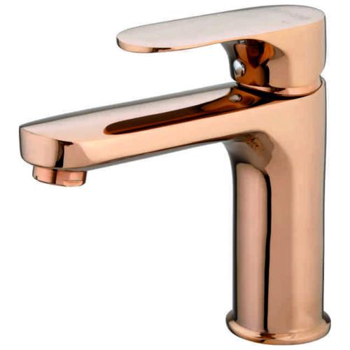 Single Liver Basin Mixer with 450mm Long SS Braided Hose Rose Gold